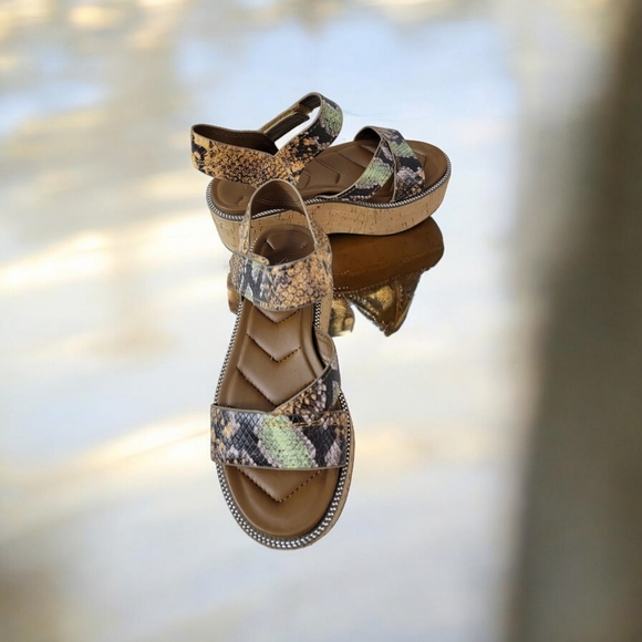 Franco Sarto Woman's size 6M faux Snake print. Velcro closure strap. See more... - Picture 8 of 10